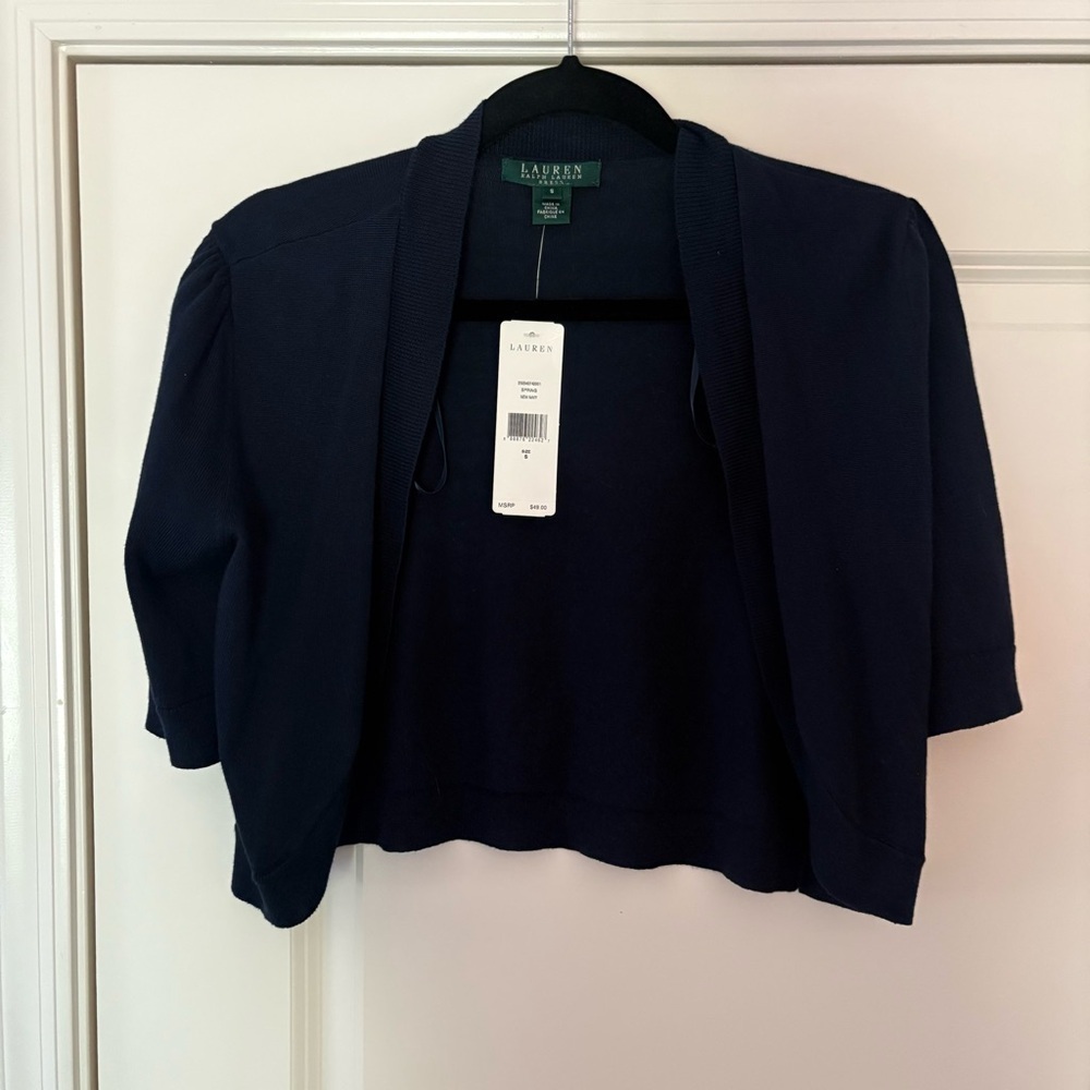 Lauren Ralph Lauren Women’s Cropped Short Sleeve Cardigan - Picture 9 of 11